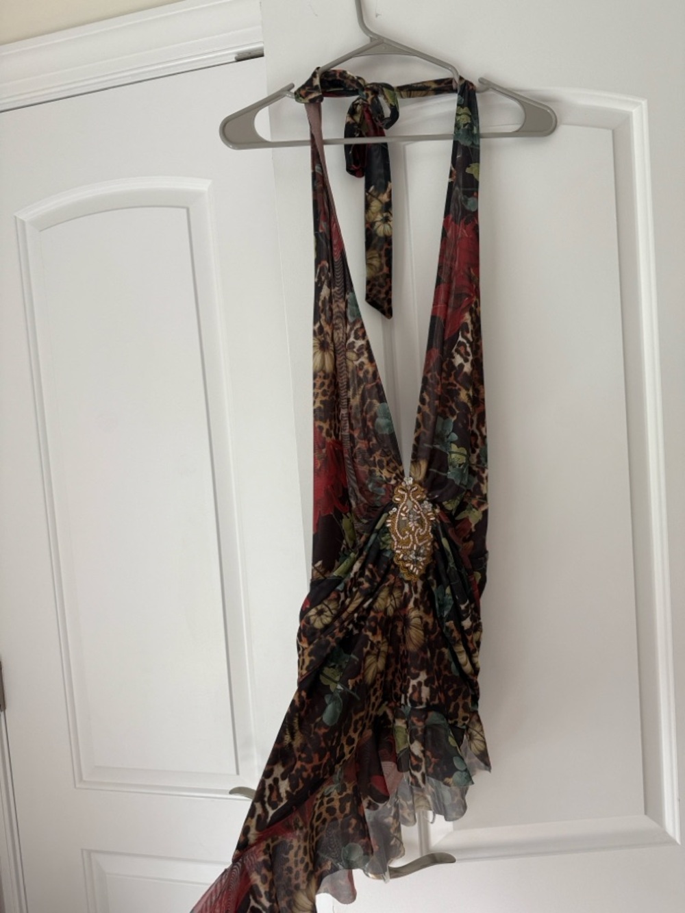 Jaded London Multicolor Floral & Leopard Print Mini Dress - Picture 2 of 4